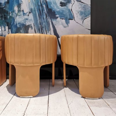 Padded Chairs in Beige Leather Mod. Dinette by Luigi Massoni for Poltrona Frau, 1970s, Set of 4-PRS-1693574