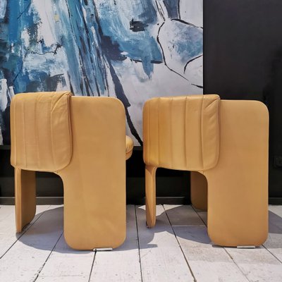 Padded Chairs in Beige Leather Mod. Dinette by Luigi Massoni for Poltrona Frau, 1970s, Set of 4-PRS-1693574