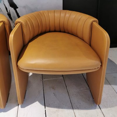 Padded Chairs in Beige Leather Mod. Dinette by Luigi Massoni for Poltrona Frau, 1970s, Set of 4-PRS-1693574