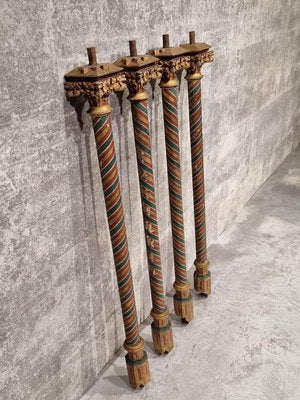 Painted and Gilded Wood Corinthian Columns, Set of 4-NQV-1220347