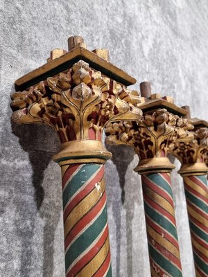 Painted and Gilded Wood Corinthian Columns, Set of 4-NQV-1220347