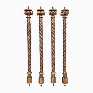 Painted and Gilded Wood Corinthian Columns, Set of 4-NQV-1220347