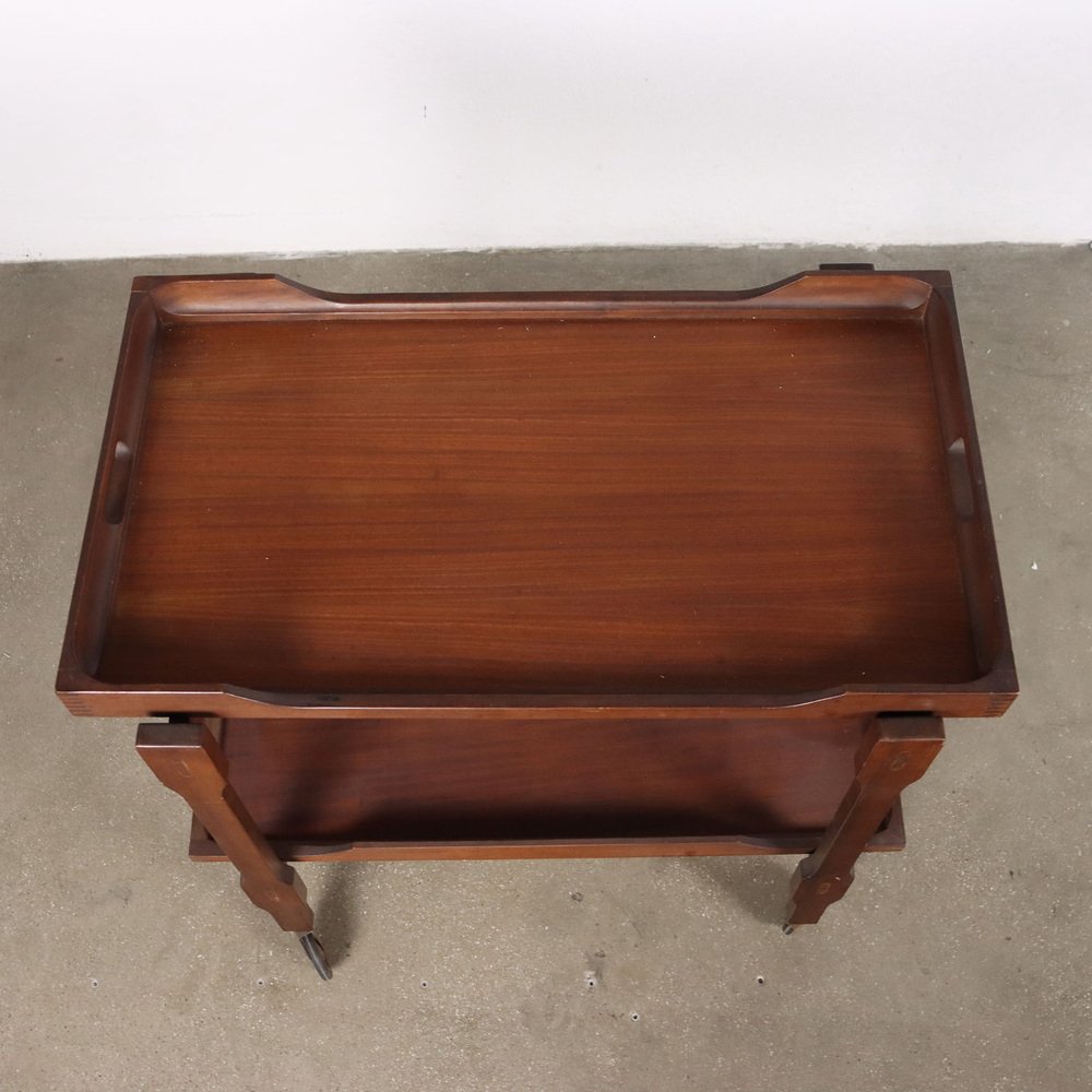 Painted Beech and Mahogany Veneer Serving Trolley, 1960s