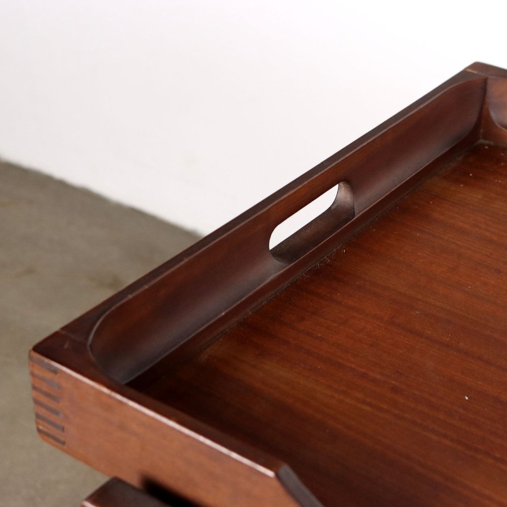 Painted Beech and Mahogany Veneer Serving Trolley, 1960s