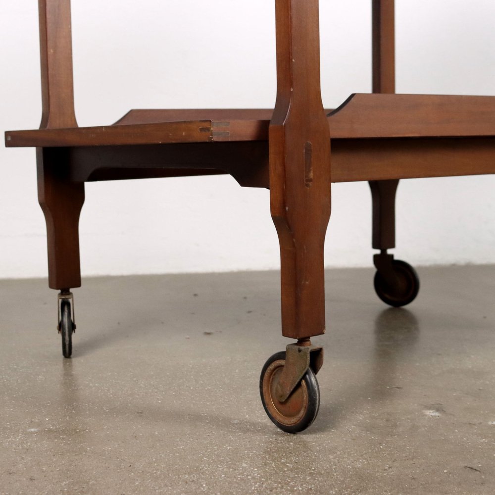 Painted Beech and Mahogany Veneer Serving Trolley, 1960s