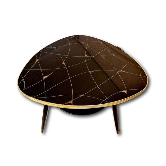 Painted Black Glass Tripod Coffee Table, 1950s