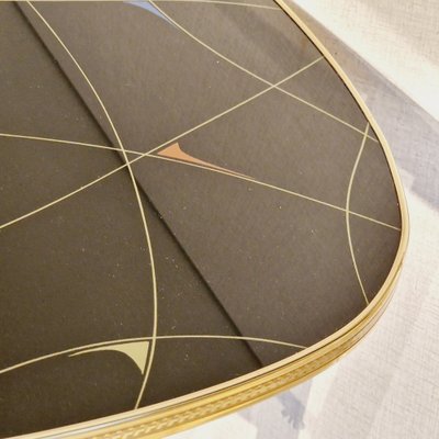 Painted Black Glass Tripod Coffee Table, 1950s-ES-1725095