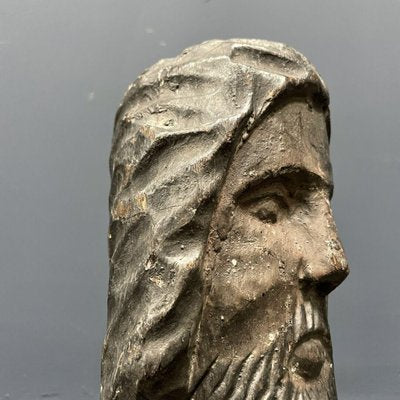 Painted Carved Wooden Head-NPL-1088378