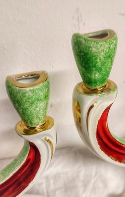 Painted Ceramic Candleholders, France, 1950s, Set of 2-RGF-1241064