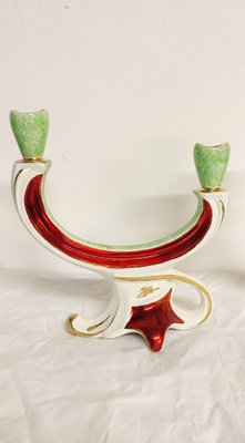 Painted Ceramic Candleholders, France, 1950s, Set of 2-RGF-1241064