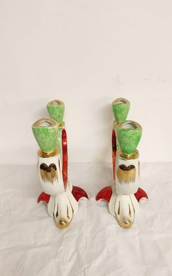 Painted Ceramic Candleholders, France, 1950s, Set of 2-RGF-1241064