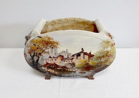 Painted Ceramic Planter by E. Gilles, 19th Century-RVK-971546