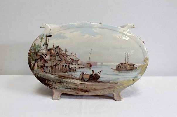 Painted Ceramic Planter by E. Gilles, 19th Century-RVK-971546