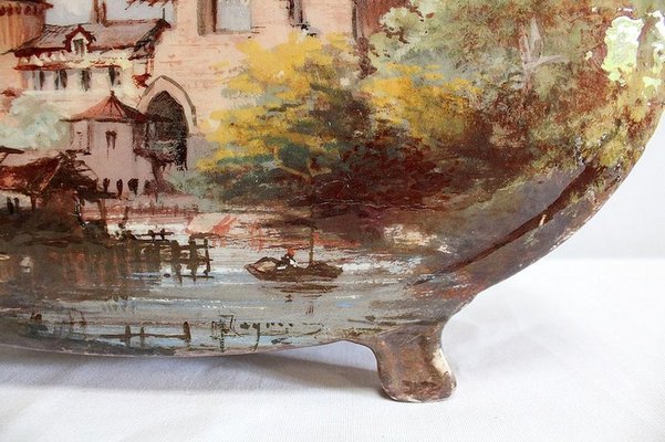 Painted Ceramic Planter by E. Gilles, 19th Century-RVK-971546