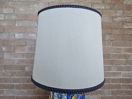 Painted Ceramic Table Lamp with Fabric Lampshade, 1970s-ZUW-1799316