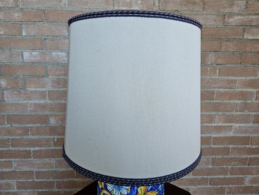 Painted Ceramic Table Lamp with Fabric Lampshade, 1970s-ZUW-1799316