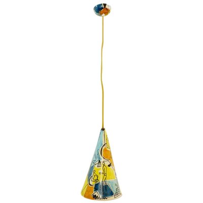 Painted Cone Ceramic Pendant by Iodice Urbino, Italy, 1950s-FGA-922733