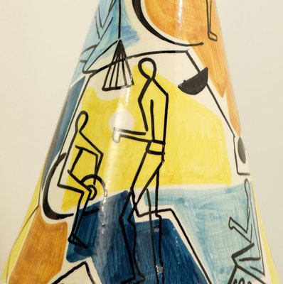 Painted Cone Ceramic Pendant by Iodice Urbino, Italy, 1950s-FGA-922733