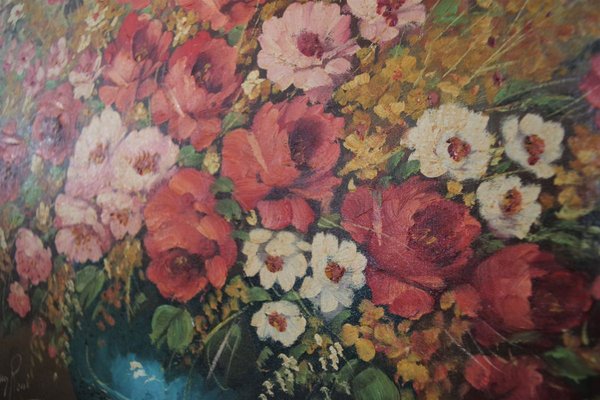 Painted Floral Composition by Lina Rossi, 1930s-KNM-912219