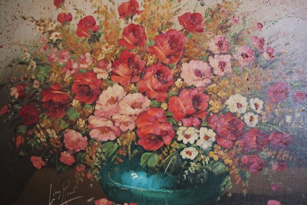 Painted Floral Composition by Lina Rossi, 1930s-KNM-912219