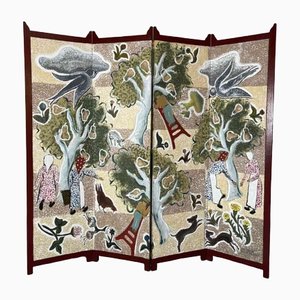 Painted Four-Panel Screen, 1950s-DWL-1347203