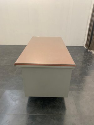 Painted Metal Desk with Brown Leatherette Top from Mermelada Estudio, 1960s-IJR-885687