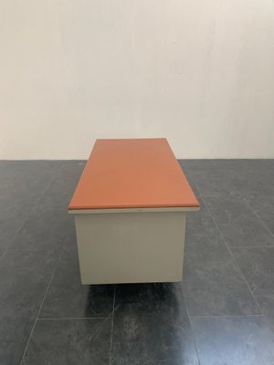 Painted Metal Desk with Brown Leatherette Top from Mermelada Estudio, 1960s-IJR-885687