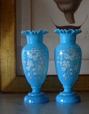 Painted Opaline Vases, 1900s, Set of 2-GT-1109269