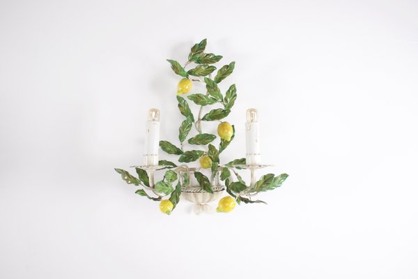 Painted Wall Light with Lemons, 1980s, Set of 2-OWS-2035727