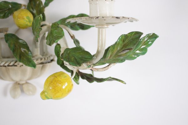 Painted Wall Light with Lemons, 1980s, Set of 2-OWS-2035727