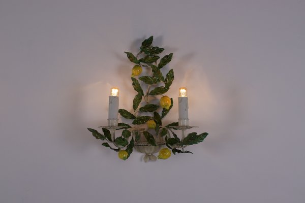 Painted Wall Light with Lemons, 1980s, Set of 2-OWS-2035727