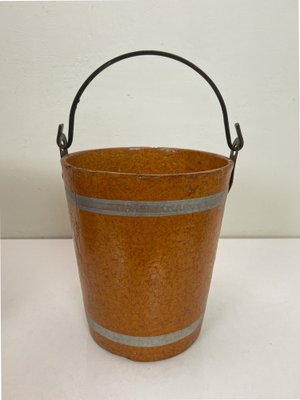 Painted Wood Fiber Buckets, 1950s, Set of 2-WZZ-1742397