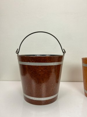 Painted Wood Fiber Buckets, 1950s, Set of 2-WZZ-1742397