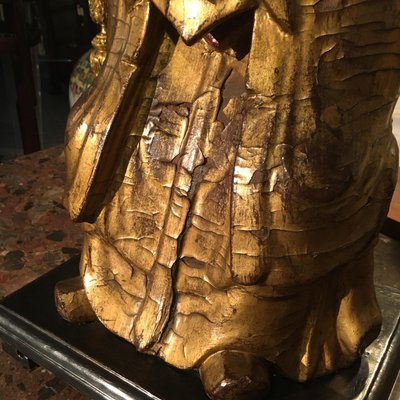 Painted Wooden Chinese Dignitary Sculpture, 1700s-LQ-840621