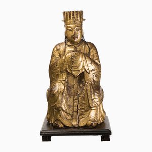 Painted Wooden Chinese Dignitary Sculpture, 1700s-LQ-840621