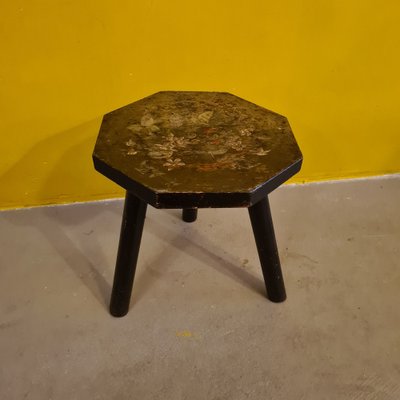 Painted Wooden Tripod Stool, 1950s-VHW-1804243