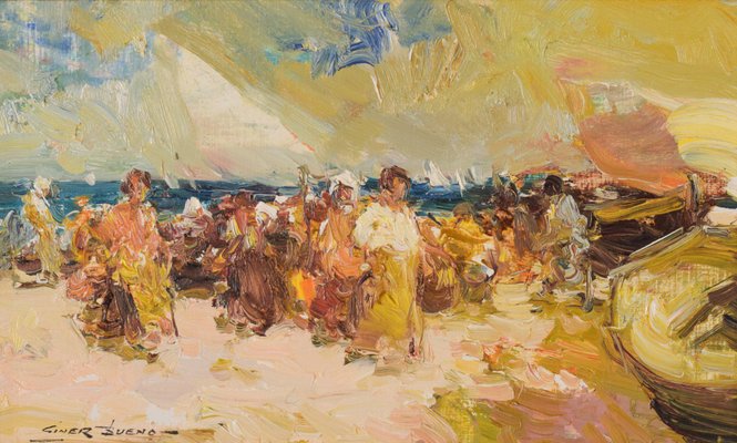 Painting of Beach Scene by Luis Giner Bueno-AOI-1106761