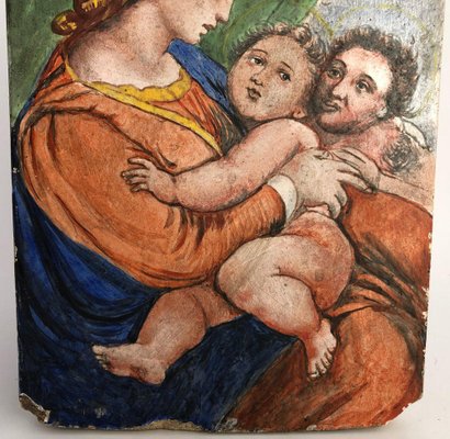 Painting on Tile Representing the Virgin Madonna After Raphael, 19th Century-QKG-1331437