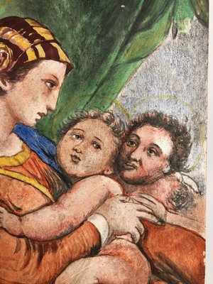 Painting on Tile Representing the Virgin Madonna After Raphael, 19th Century-QKG-1331437