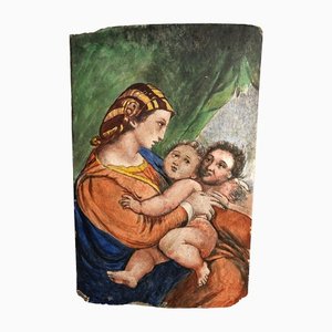 Painting on Tile Representing the Virgin Madonna After Raphael, 19th Century-QKG-1331437