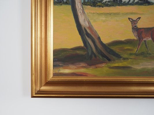 Painting, The Pair of Deer, 1960s, Wood, Framed-VND-1776736