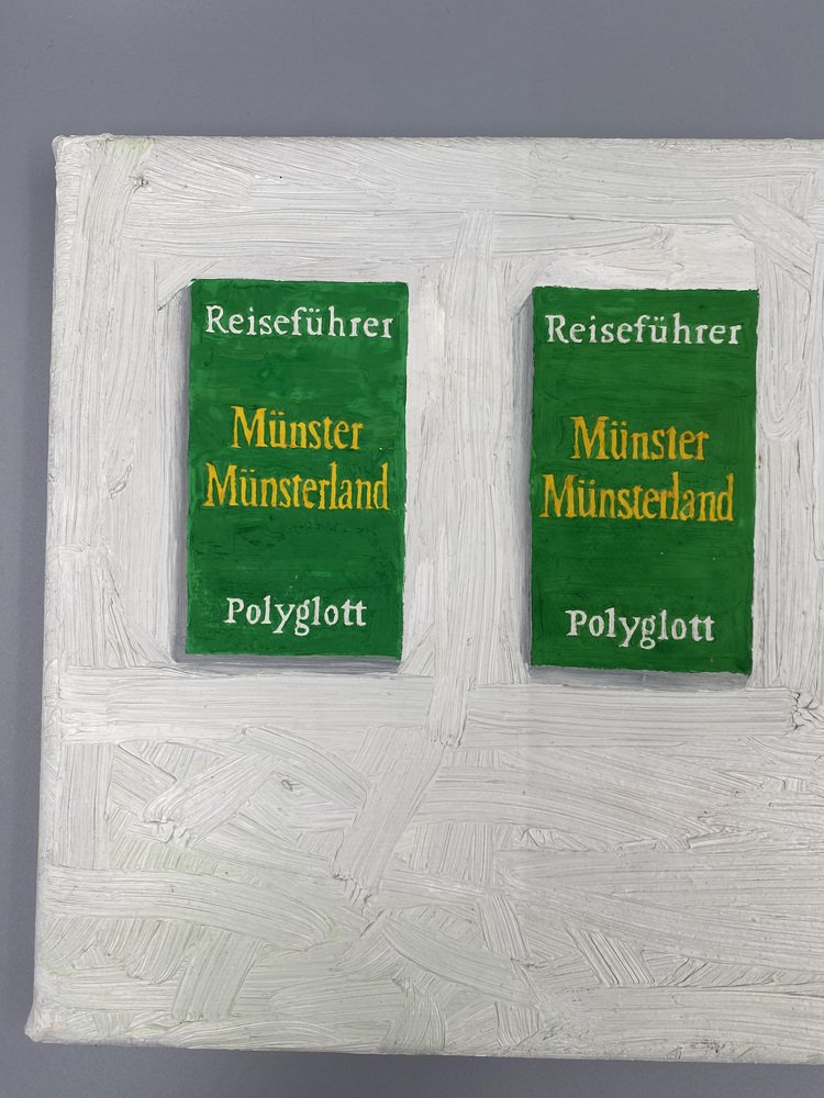 Paintings "Drei Reiseführer für Frau Feldmann" by Peter Zimmermann, Germany, 1992, Canvas