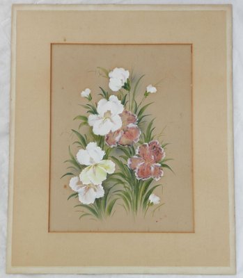 Paintings with Flowers, 1913, Oil on Board, Framed, Set of 2-ARU-1338158