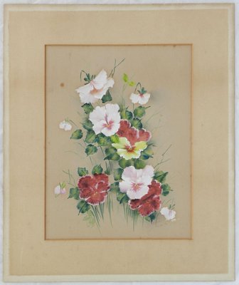 Paintings with Flowers, 1913, Oil on Board, Framed, Set of 2-ARU-1338158