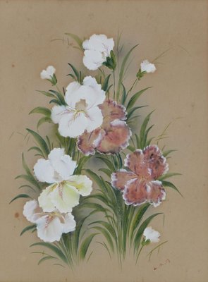 Paintings with Flowers, 1913, Oil on Board, Framed, Set of 2-ARU-1338158