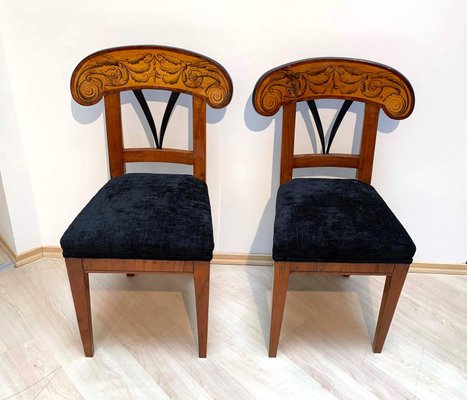 Pair of Biedermeier Shovel Chairs, Walnut, Ink Painting, South Germany, 1830s, Set of 2-NNB-1062747