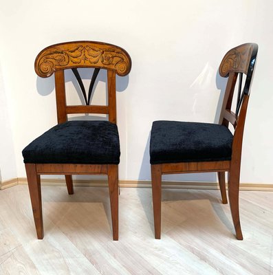 Pair of Biedermeier Shovel Chairs, Walnut, Ink Painting, South Germany, 1830s, Set of 2-NNB-1062747