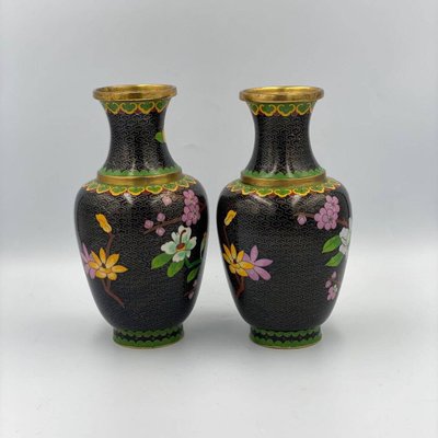 Paired Chinese Vases Cloisonne, 1960s, Set of 2-GYX-1298621