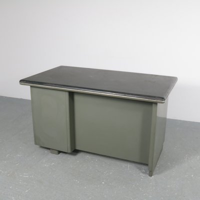 Palazzo Montecatini Metal Desk with Leather Top by Gio Ponti for Antonio Parma Saronno, 1930s-SXX-1077517