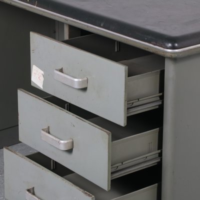 Palazzo Montecatini Metal Desk with Leather Top by Gio Ponti for Antonio Parma Saronno, 1930s-SXX-1077517